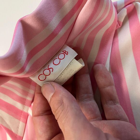 Vintage 70s pink/white blouse, size 15/16 Cos Cob lightweight short sleeve top - Picture 4 of 7